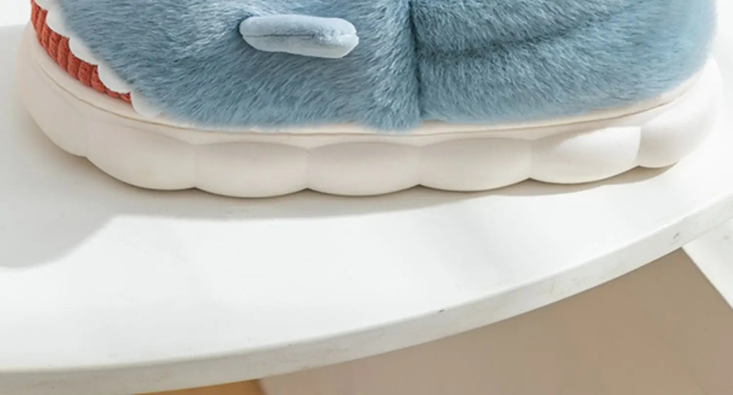 Blue Shark Cartoon Cotton Slippers for Women Winter Indoor — feature 6