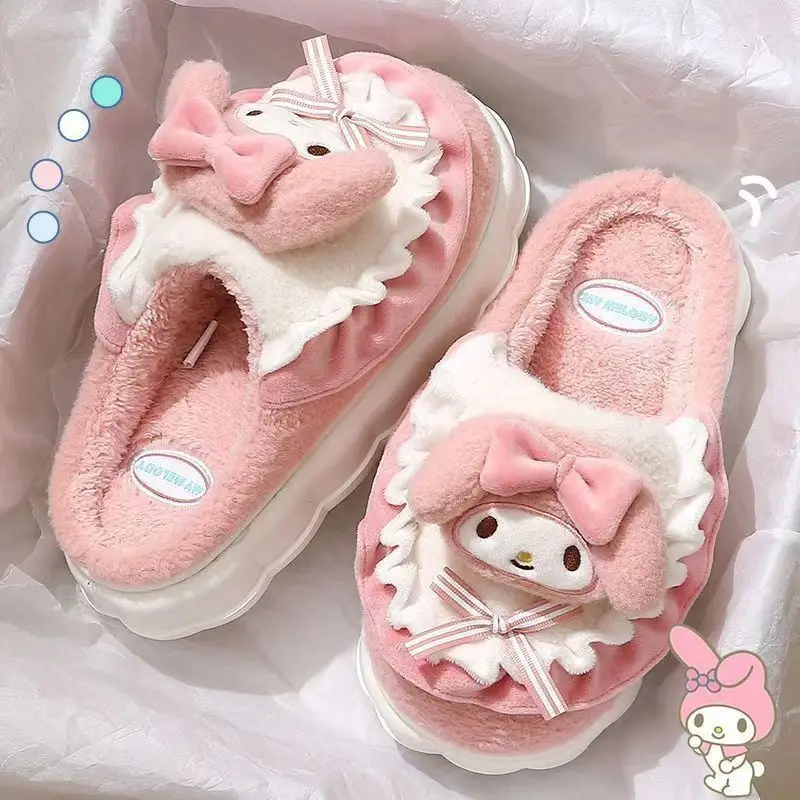 Sanrio Pudding Dog Cotton Slippers Women's Autumn and Winter Flat Heel Cotton Shoes Home Dormitory Female Students Thickened Warm Cotton Slippers