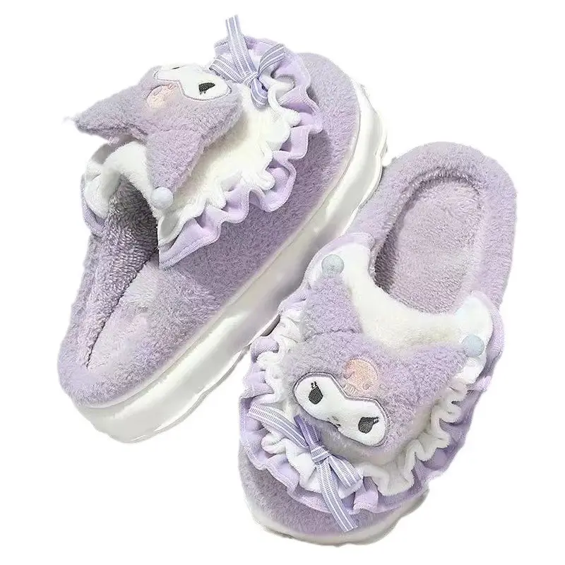 Sanrio Pudding Dog Cotton Slippers Women's Autumn and Winter Flat Heel Cotton Shoes Home Dormitory Female Students Thickened Warm Cotton Slippers