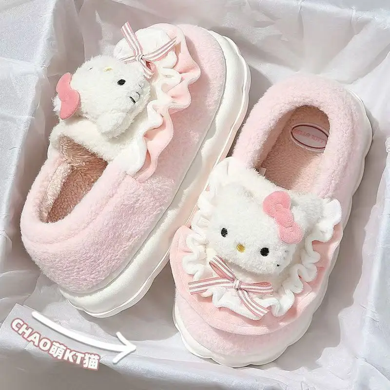 Sanrio Pudding Dog Cotton Slippers Women's Autumn and Winter Flat Heel Cotton Shoes Home Dormitory Female Students Thickened Warm Cotton Slippers