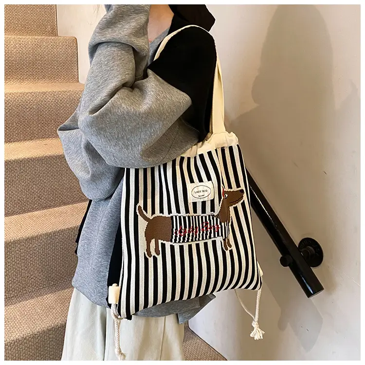 Women's Striped Crossbody Backpack with Rabbit Design — feature 11
