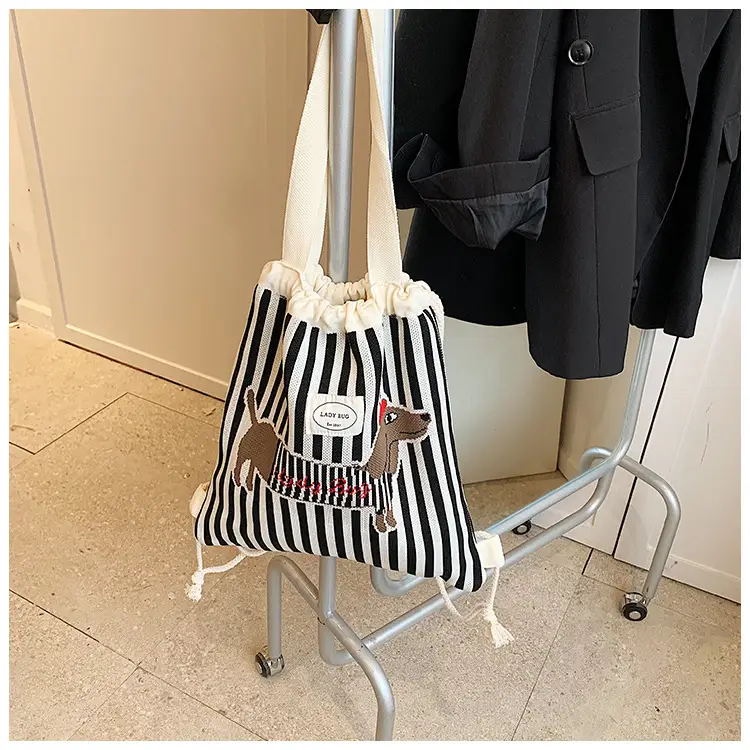 Women's Striped Crossbody Backpack with Rabbit Design — feature 18
