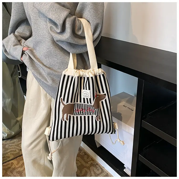 Women's Striped Crossbody Backpack with Rabbit Design — feature 6
