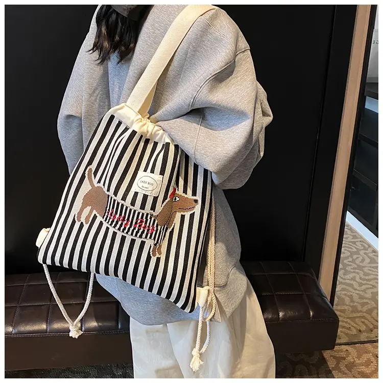 Women's Striped Crossbody Backpack with Rabbit Design — feature 8