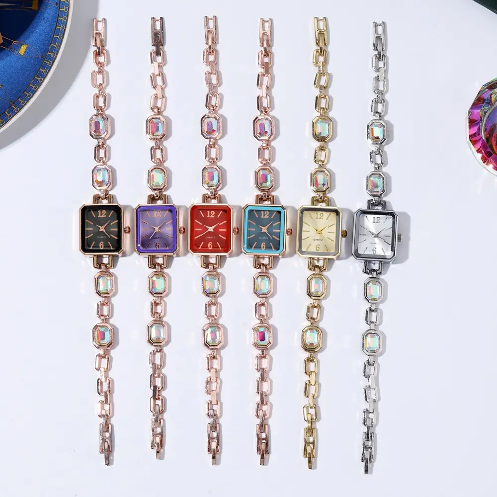 Women's Square Quartz Watch Rose Gold Bracelet Blue Dial - Image 10