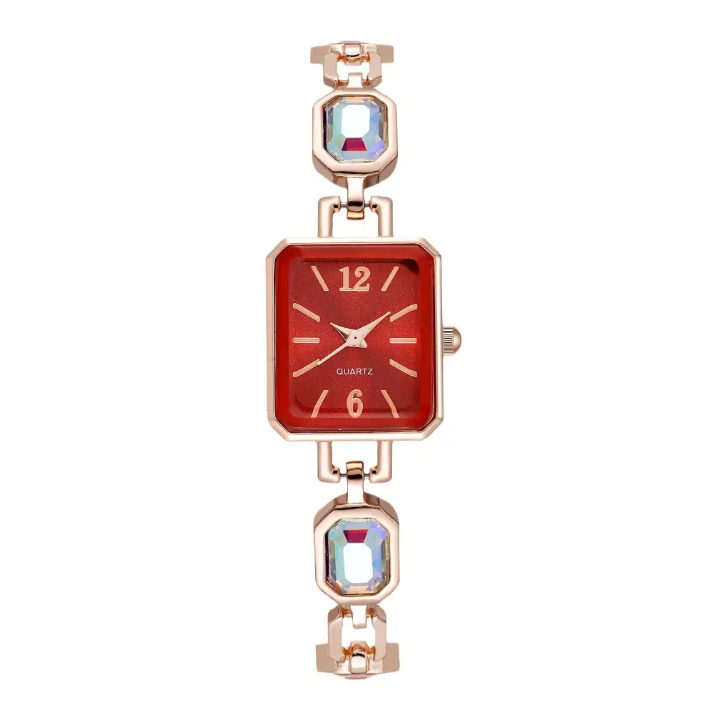 Women's Square Quartz Watch Rose Gold Bracelet Blue Dial - Image 11