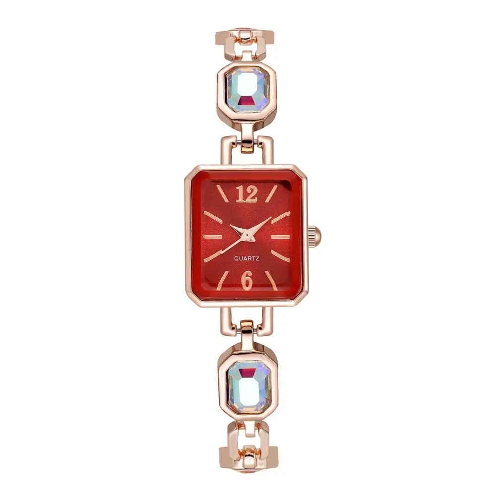 Women's Square Quartz Watch Rose Gold Bracelet Blue Dial — feature 11