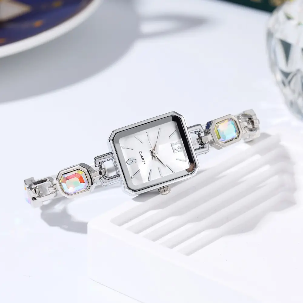 Women's Square Quartz Watch Rose Gold Bracelet Blue Dial — feature 7