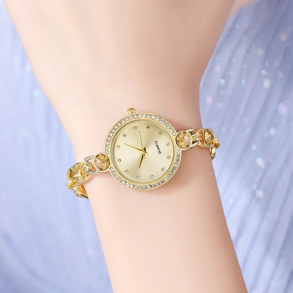 Women's Rose Gold Diamond Watch with Pearl Bracelet — feature 3
