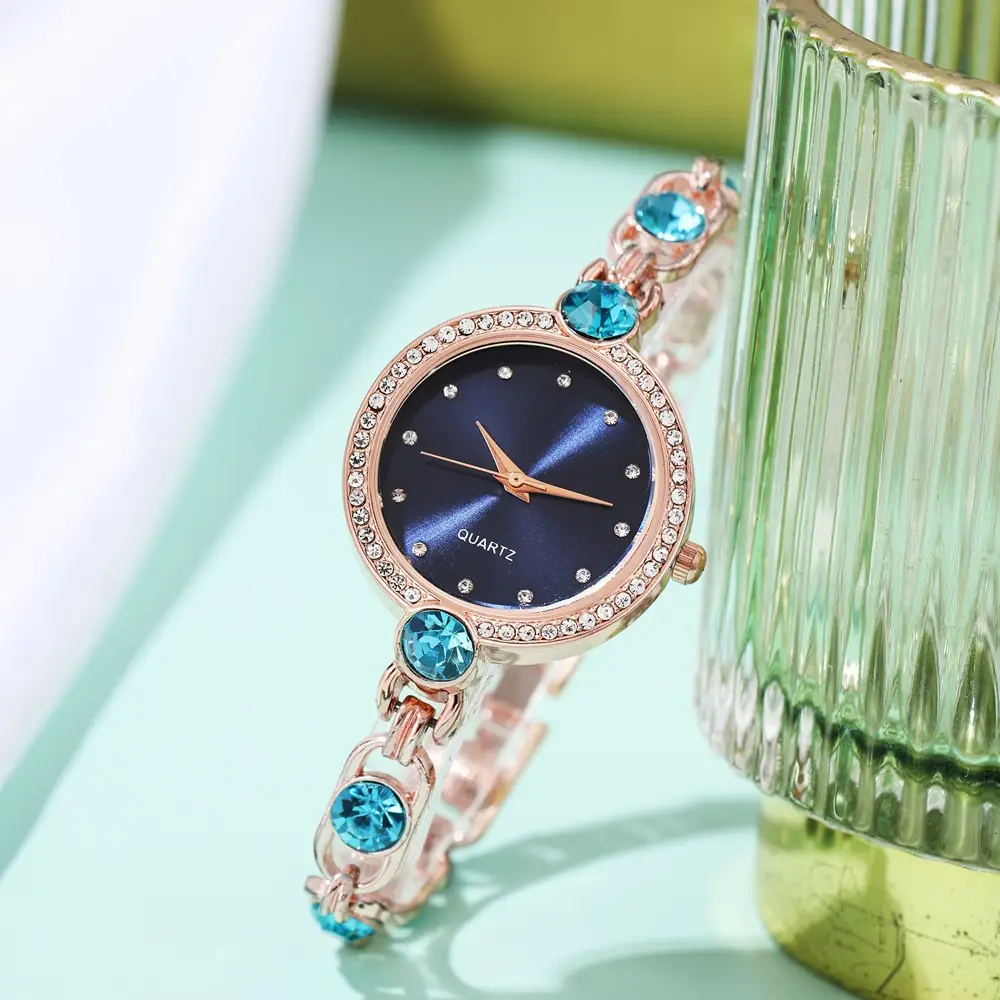 Women's Rose Gold Diamond Watch with Pearl Bracelet — feature 7