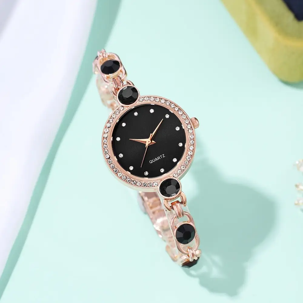 Women's Rose Gold Diamond Watch with Pearl Bracelet — feature 8