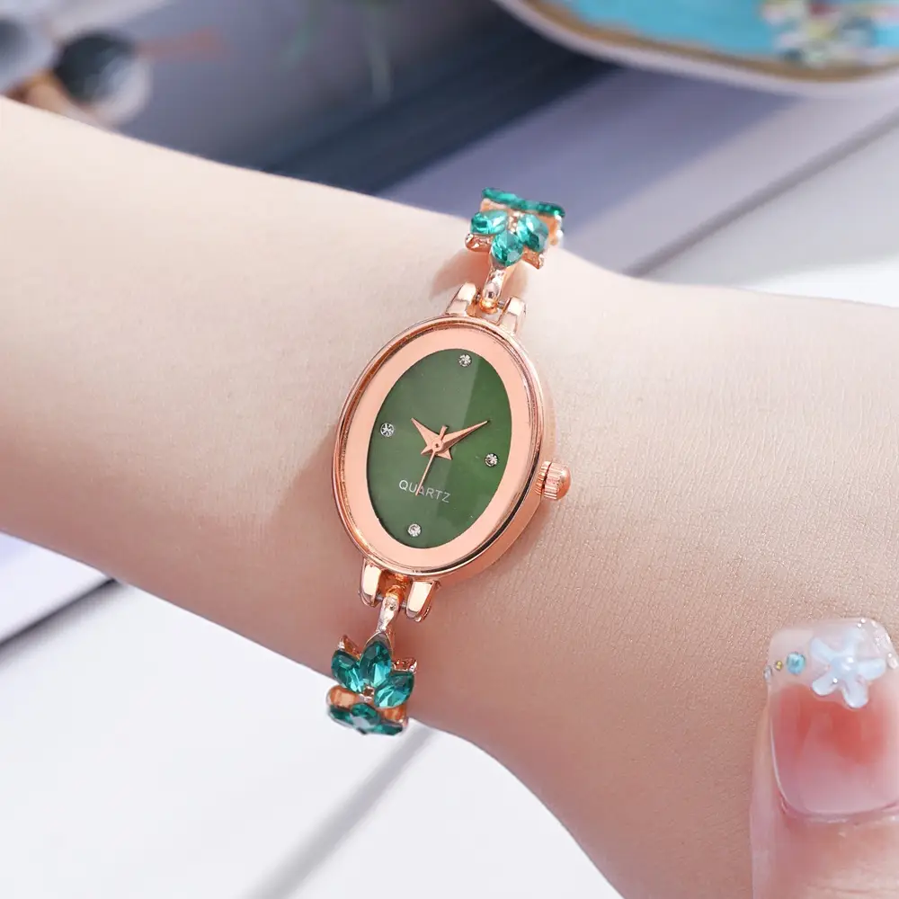 Luxury Women's Cross-Border Wheat Ear Watch with Violet Petal Light
