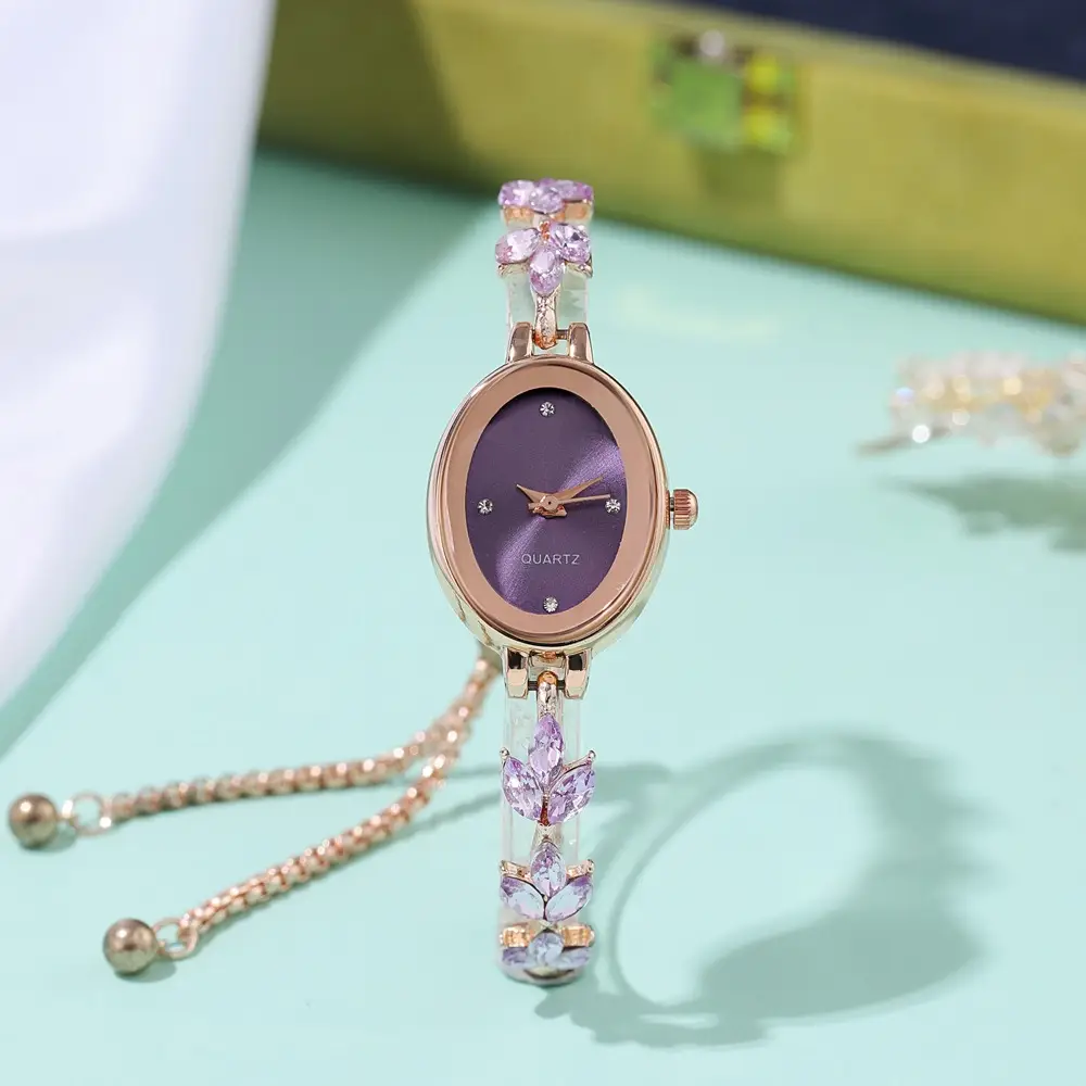 Luxury Women's Cross-Border Wheat Ear Watch with Violet Petal Light — feature 4