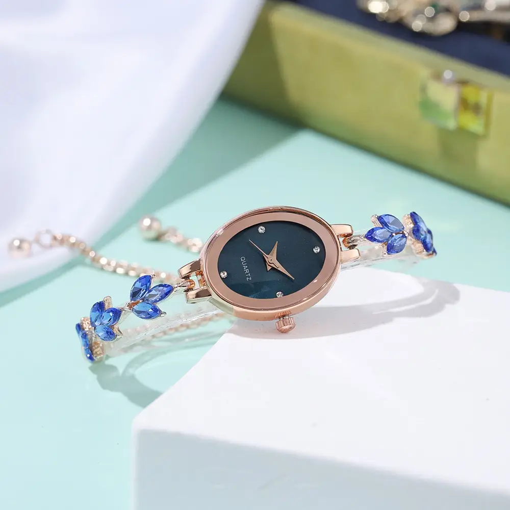 Luxury Women's Cross-Border Wheat Ear Watch with Violet Petal Light