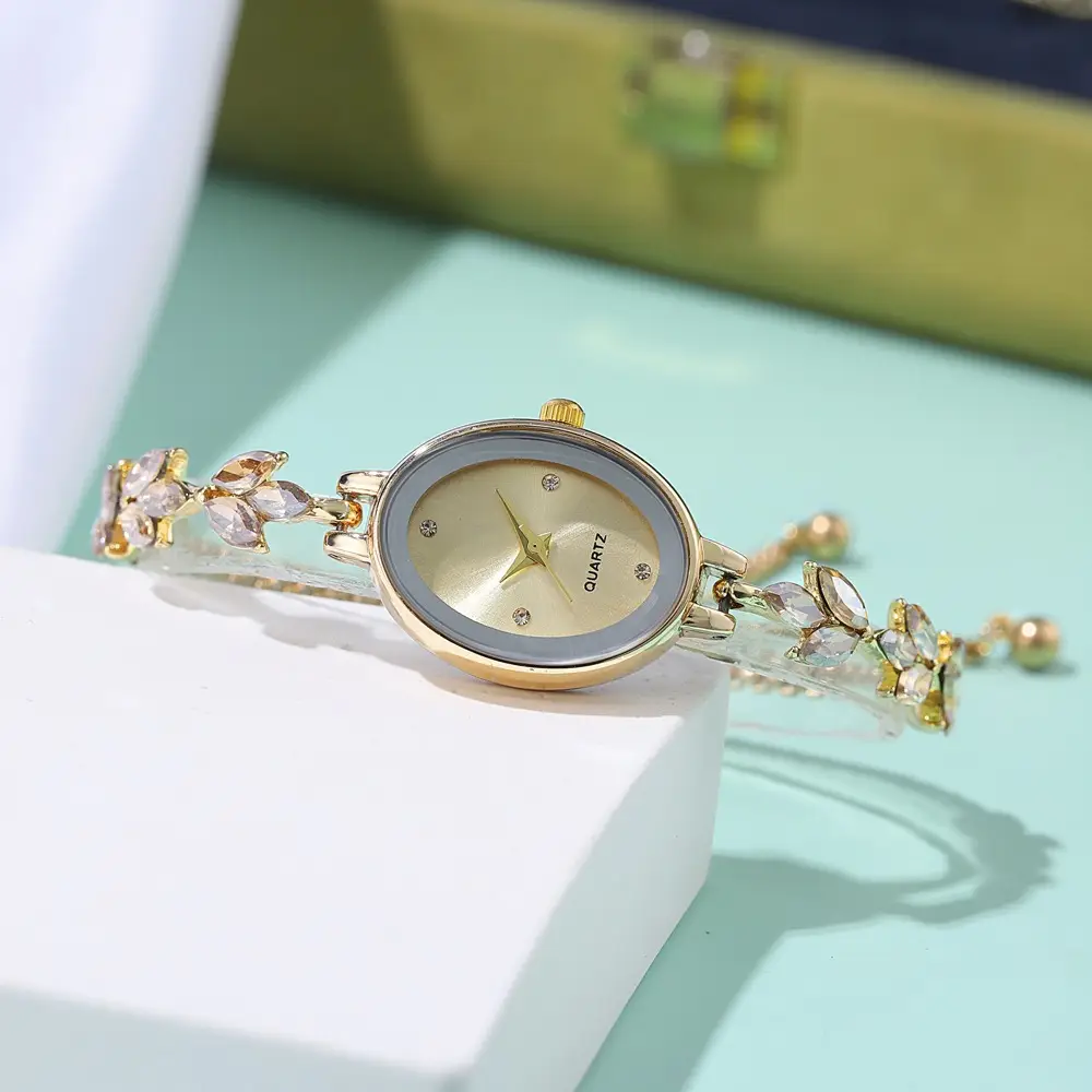Luxury Women's Cross-Border Wheat Ear Watch with Violet Petal Light