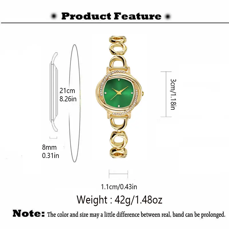 Green Diamond Watch for Women Gold Bracelet — feature 10