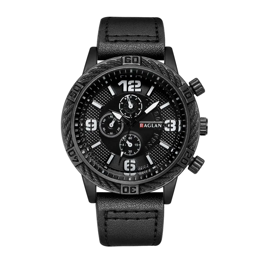 Men's Black Chronograph Watch with 3 Subdials — feature 11