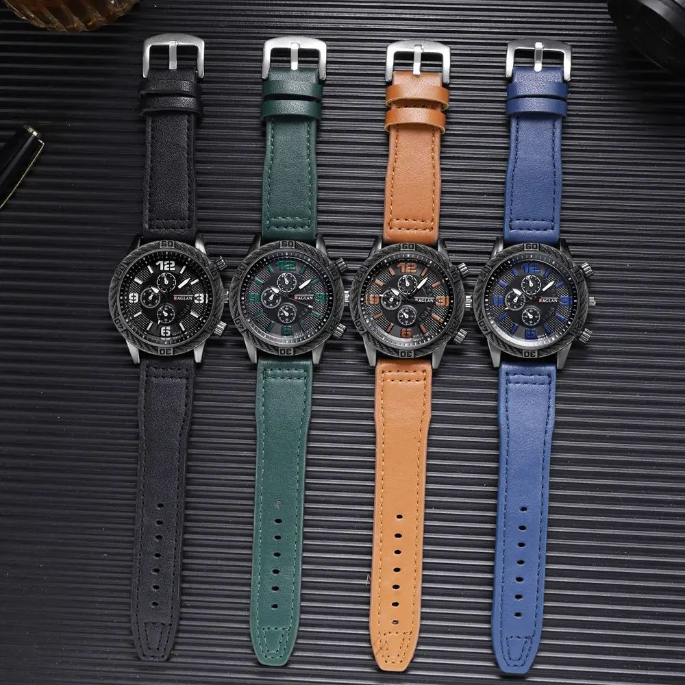 Men's Black Chronograph Watch with 3 Subdials — feature 6