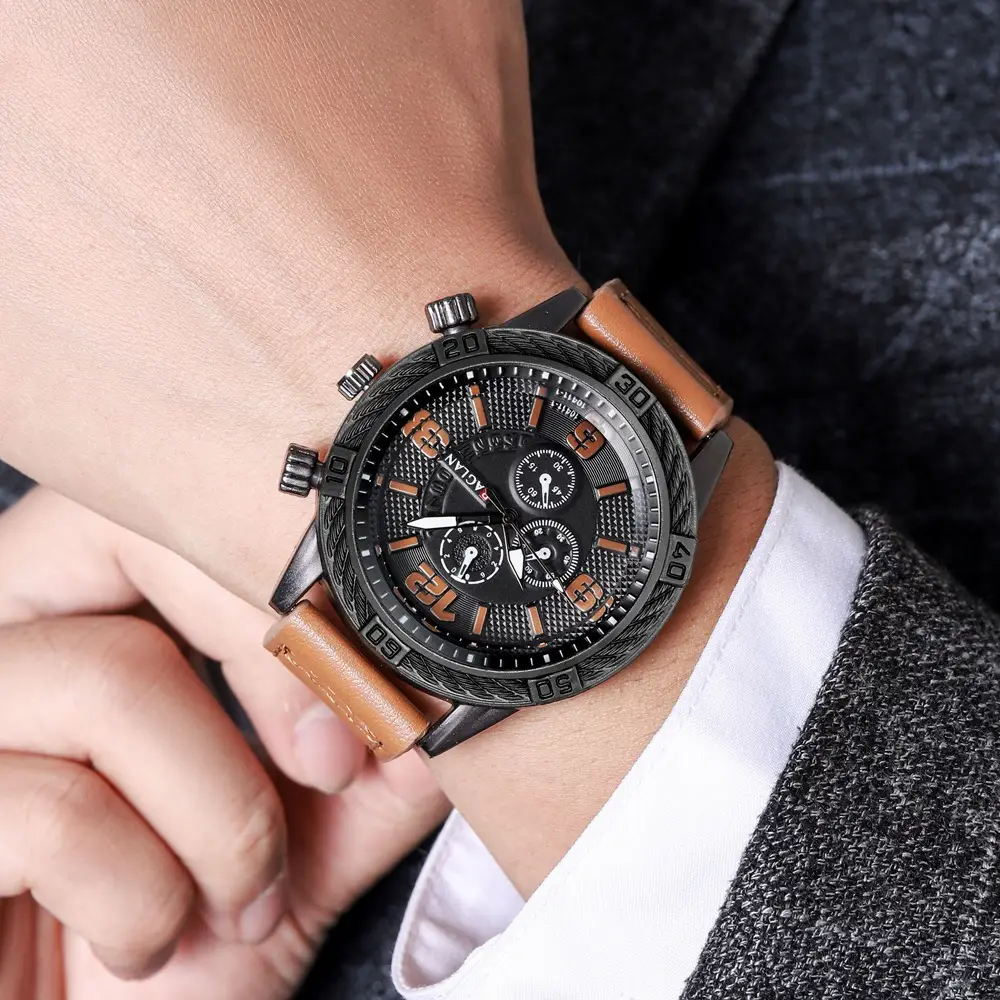 Men's Black Chronograph Watch with 3 Subdials — feature 8