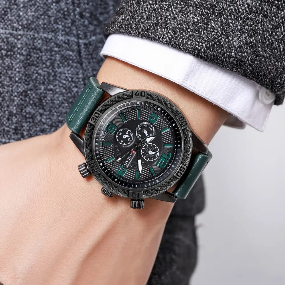 Men's Black Chronograph Watch with 3 Subdials — feature 9