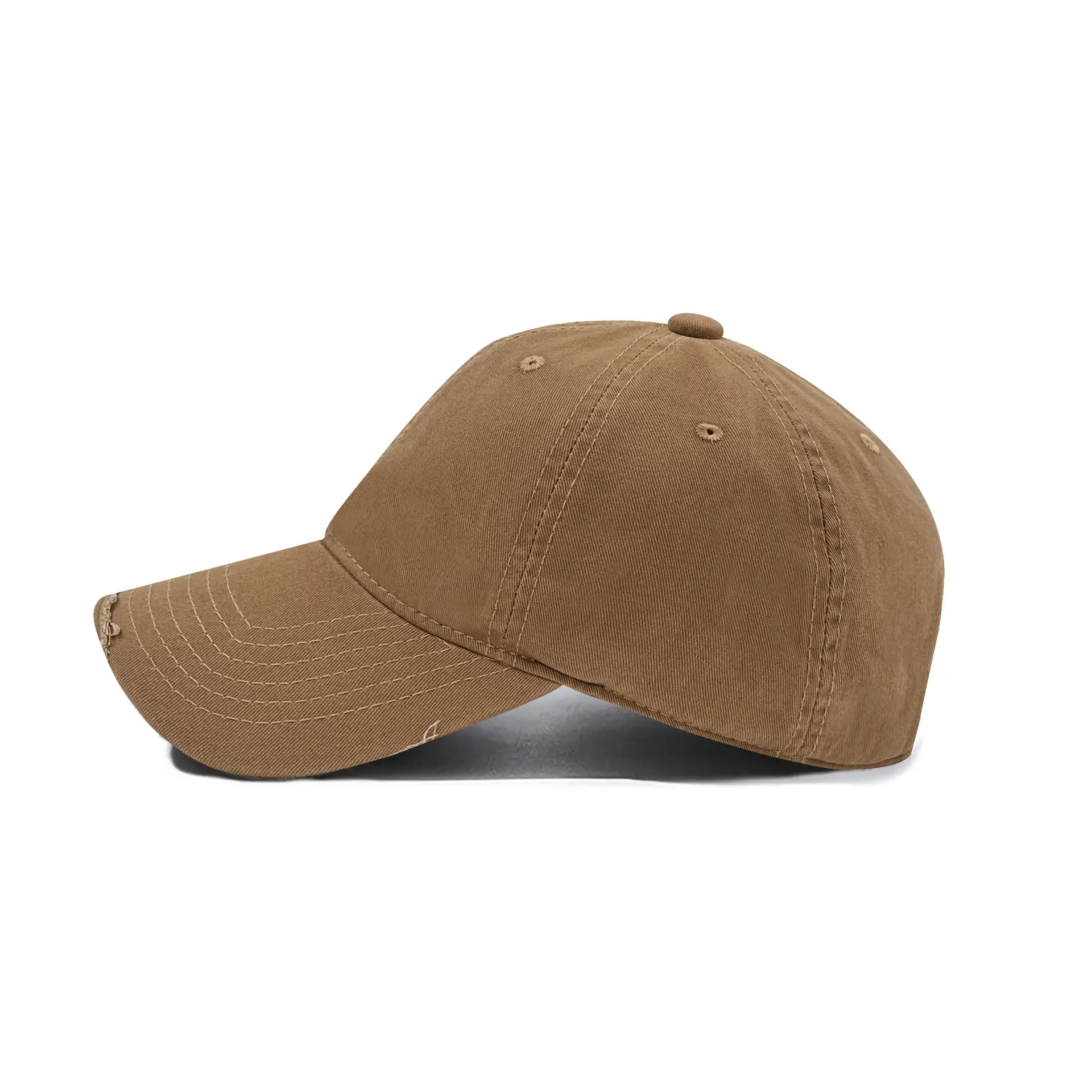 Men's Korean Style Ripped Wash Cotton Cap Brown - Image 12