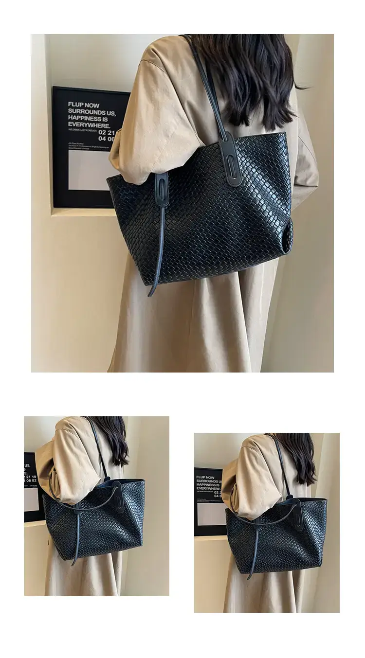 Women's Large Capacity Brown Woven Tote Bag — feature 12