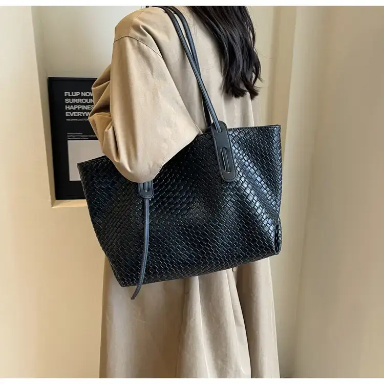 Women's Large Capacity Brown Woven Tote Bag — feature 19