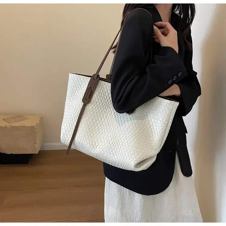 Women's Large Capacity Brown Woven Tote Bag — feature 22