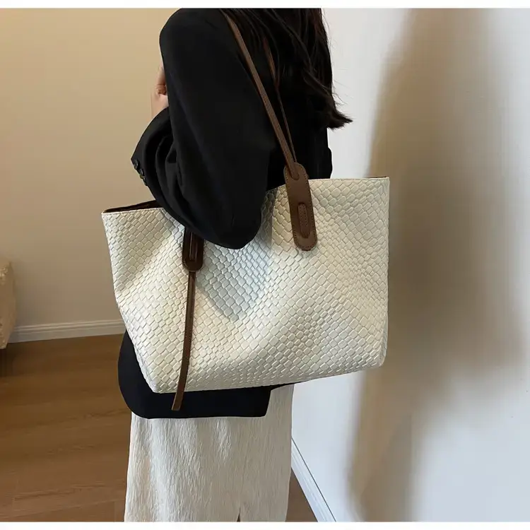 Women's Large Capacity Brown Woven Tote Bag — feature 23