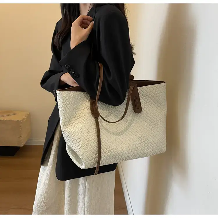 Women's Large Capacity Brown Woven Tote Bag — feature 24