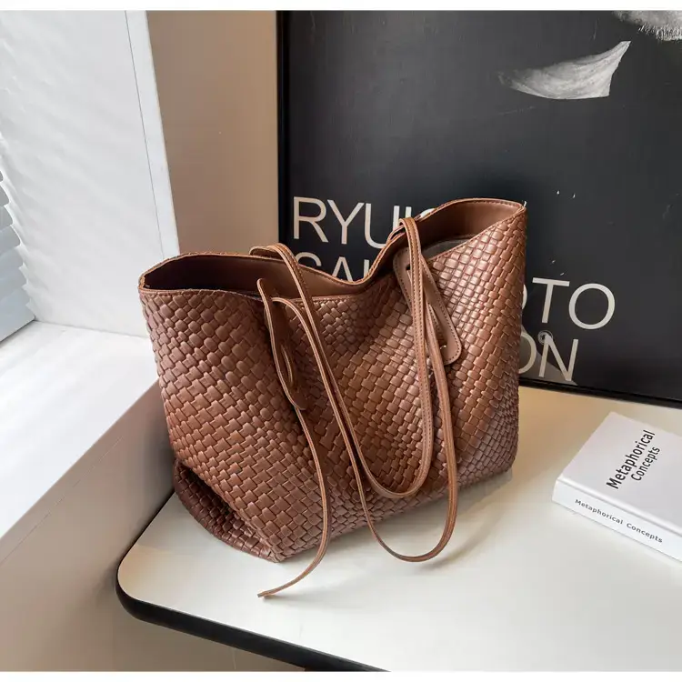 Women's Large Capacity Brown Woven Tote Bag — feature 30