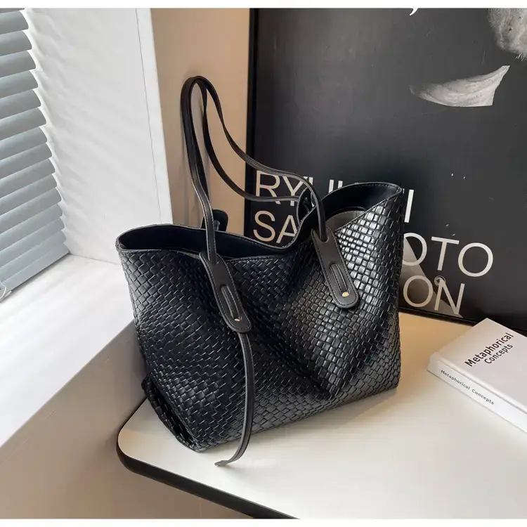Women's Large Capacity Brown Woven Tote Bag — feature 32