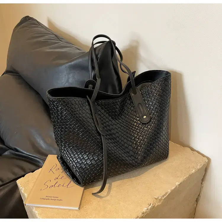 Women's Large Capacity Brown Woven Tote Bag — feature 36