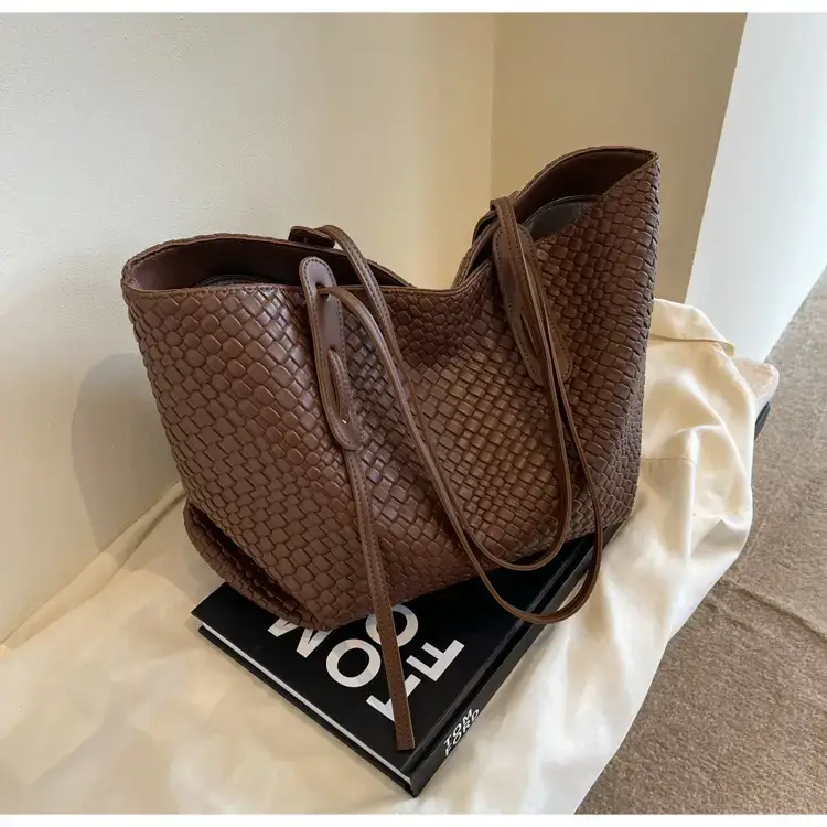 Women's Large Capacity Brown Woven Tote Bag — feature 42