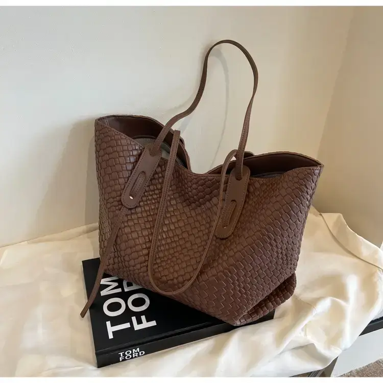 Women's Large Capacity Brown Woven Tote Bag — feature 43