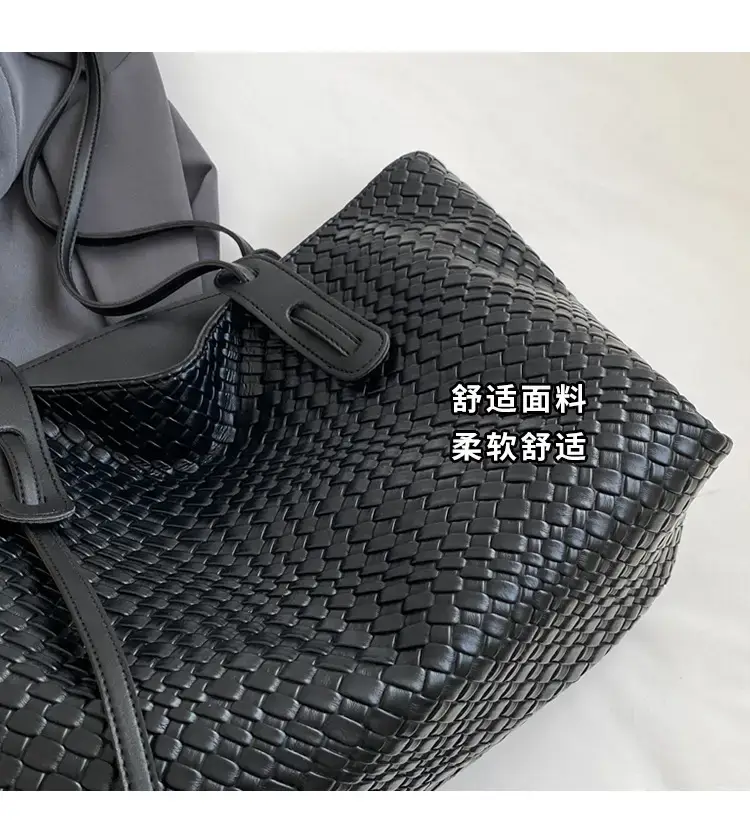 Women's Large Capacity Brown Woven Tote Bag — feature 6
