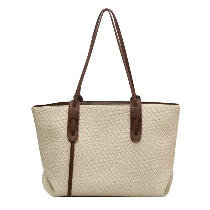Women's Large Capacity Brown Woven Tote Bag - Image 2