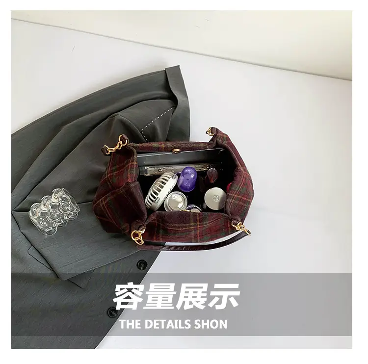 Vintage Plaid Shoulder Bag Women 2024 Woolen Autumn — feature 8
