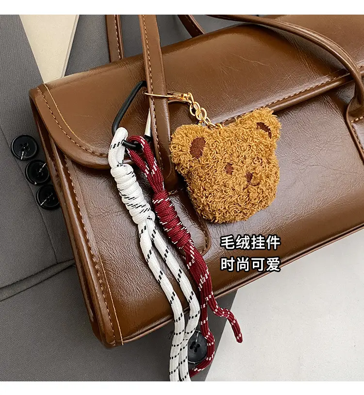 Women's Retro Shoulder Bag Brown Heart Charm — feature 4