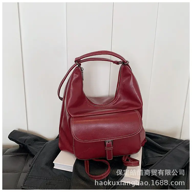Women's Black Leather Commuter Tote Bag with Single Shoulder Crossbody Strap — feature 18