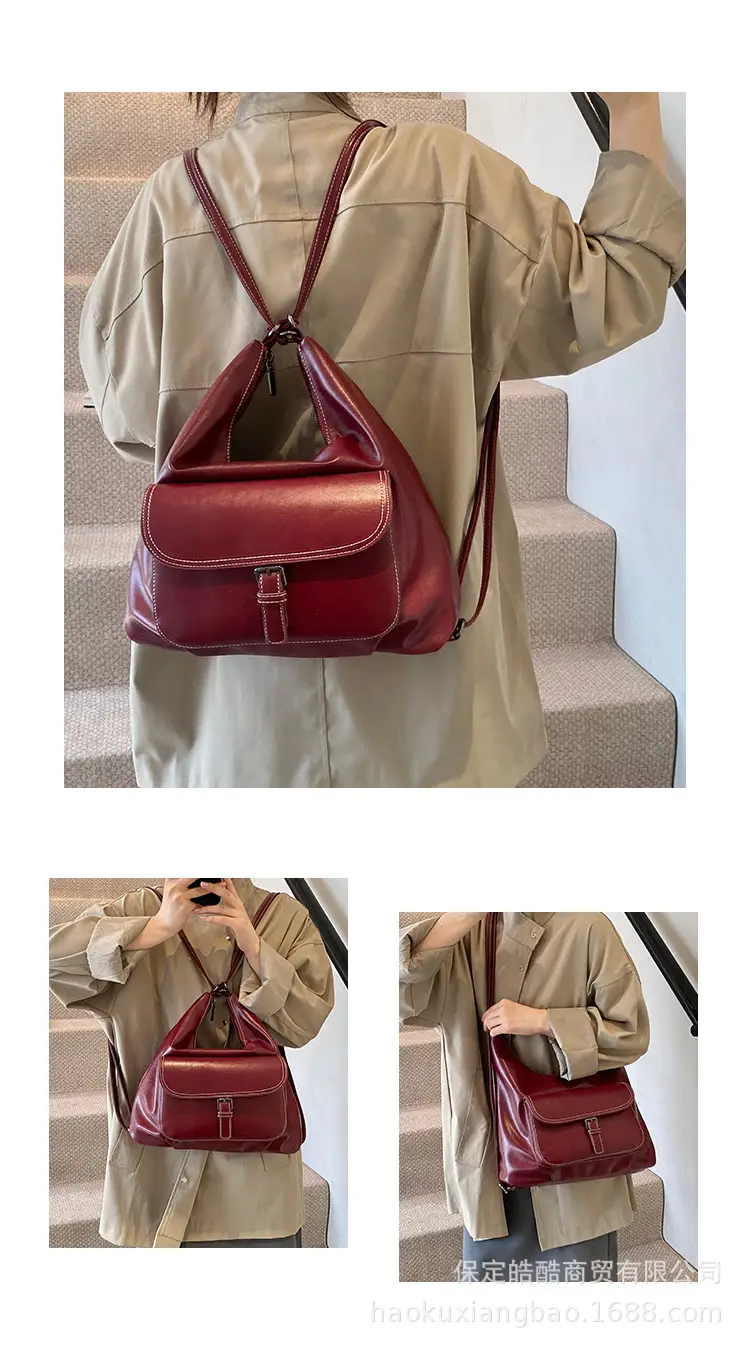 Women's Black Leather Commuter Tote Bag with Single Shoulder Crossbody Strap — feature 6