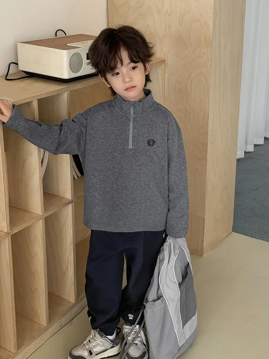 Haima Boys Half-Turtleneck T-Shirt Grey 2025 - Image 5