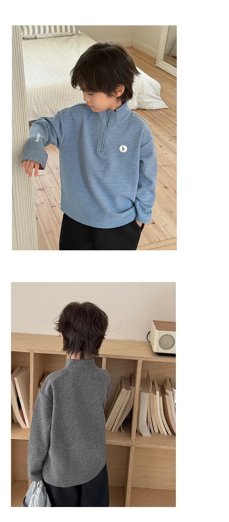 Haima Boys Half-Turtleneck T-Shirt Grey 2025 — feature 11