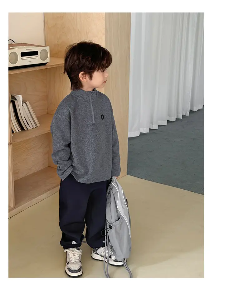 Haima Boys Half-Turtleneck T-Shirt Grey 2025 — feature 12