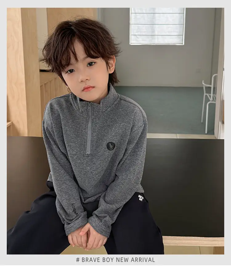 Haima Boys Half-Turtleneck T-Shirt Grey 2025 — feature 2