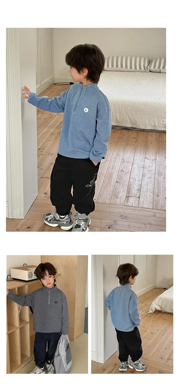 Haima Boys Half-Turtleneck T-Shirt Grey 2025 — feature 9