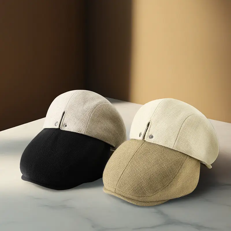 British Style Peaked Cap Hemp Cotton Winter Warm Hat - Image 7