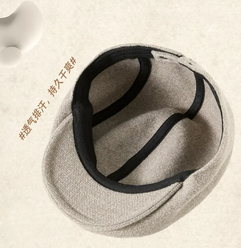 British Style Peaked Cap Hemp Cotton Winter Warm Hat — feature 19