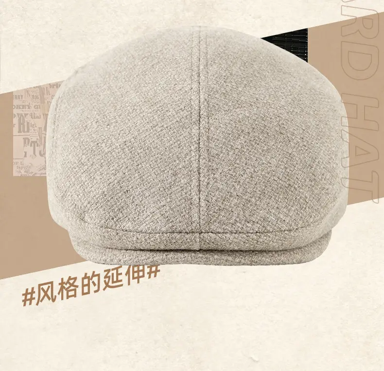 British Style Peaked Cap Hemp Cotton Winter Warm Hat — feature 23