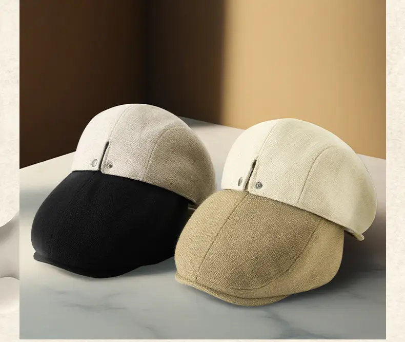 British Style Peaked Cap Hemp Cotton Winter Warm Hat — feature 25